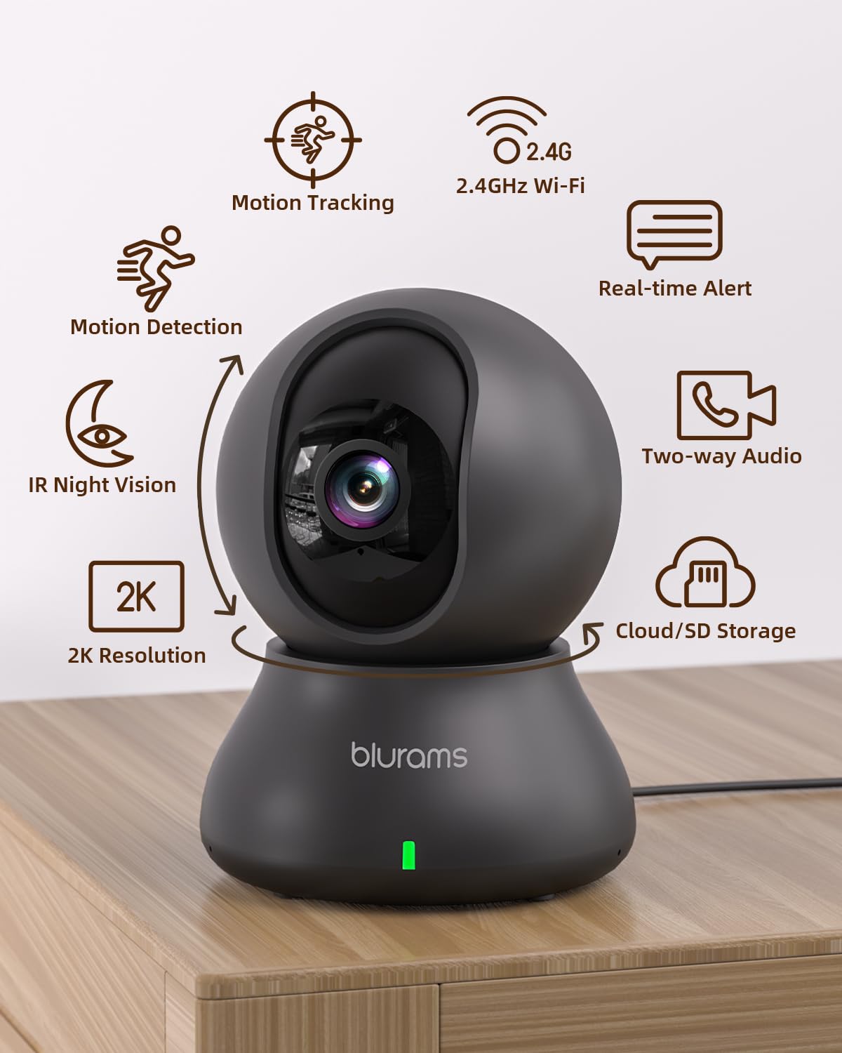 blurams Pet Camera 2K, Indoor Cameras, Dog Camera, 360° Home Security Cameras, Color Night Vision, Motion Tracking, 2-Way Talk, Cloud&SD, APP Control, Compatible with Alexa