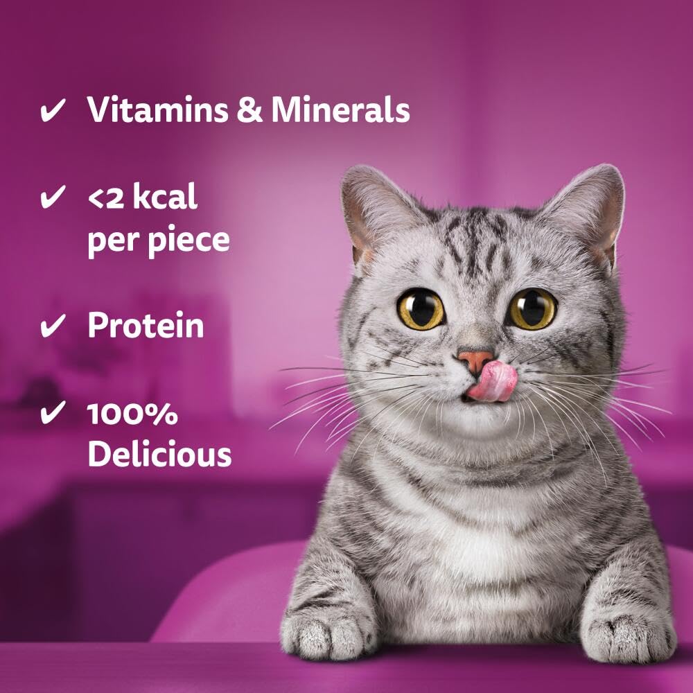 WHISKAS Crunch 100g (Pack of 6) - Tasty Topping Adult Cat Treat Biscuits