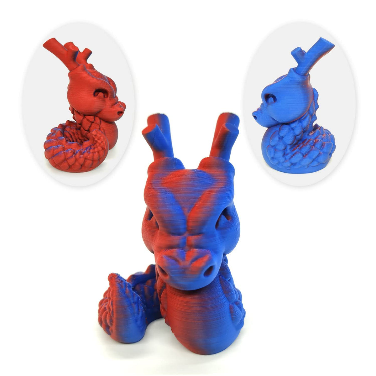 Reprapper 4X 250g Color Pack – Dual Color PLA Filament 1.75mm for 3D Printer & 3D Pen, Multicolour Filament, 4 x 250g Matte Red/Blue, Matte Purple/Green, Silk Red/Blue, and Silk Purple/Green