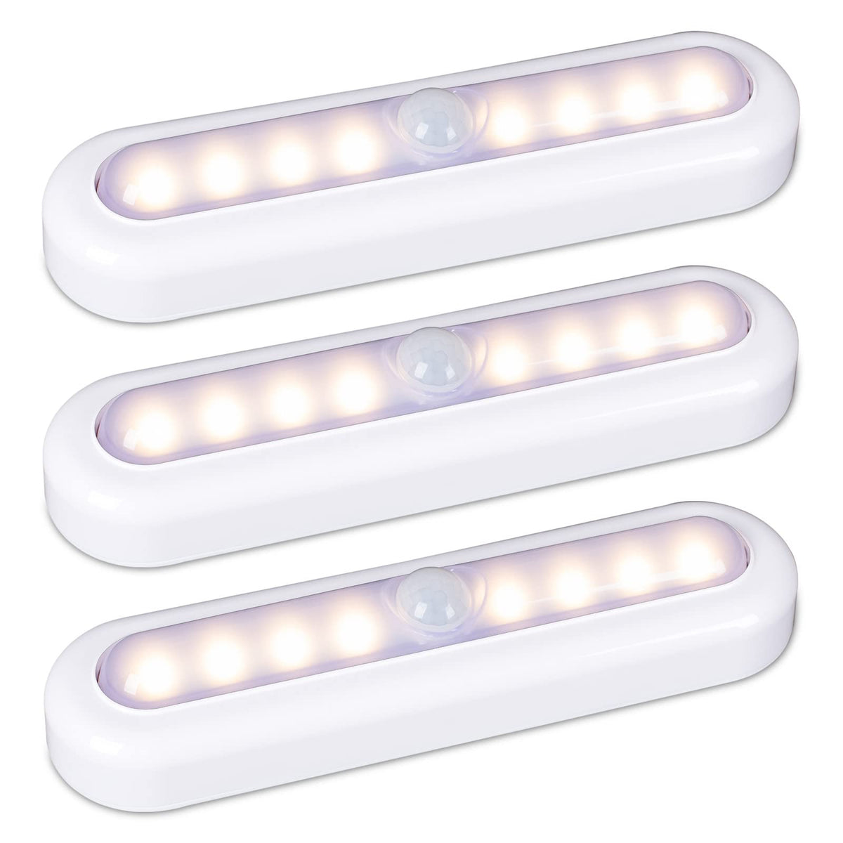 STAR-SPANGLED 7” LED Motion Sensor Lights Indoor AAA Battery, 3 Pack White