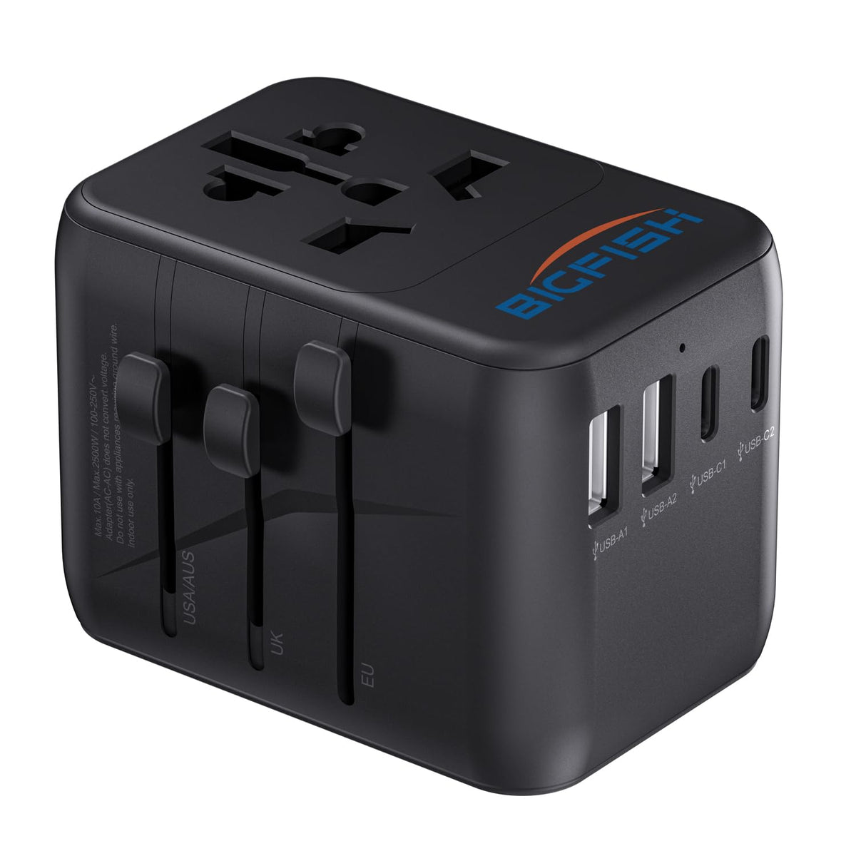 Bigfish Universal Travel Adapter with 35W USB-C PD Fast Charging (C3 Port)