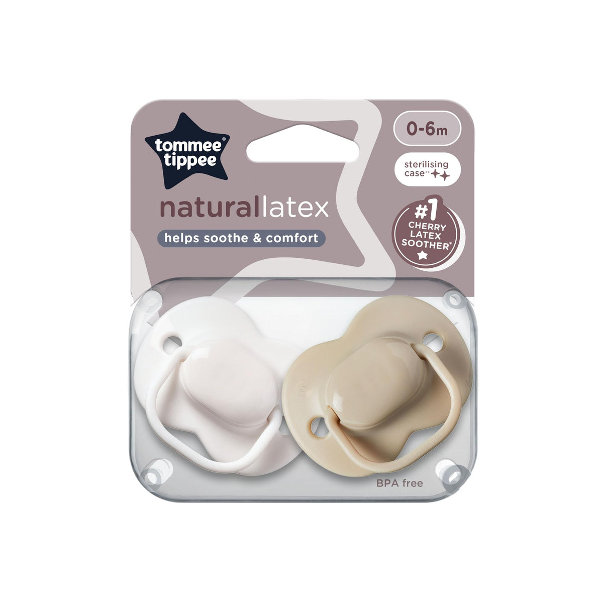 Tommee Tippee Cherry Latex Dummies, 18-36 Months, Pack of 2 Dummiess with 100% Natural Latex baglet