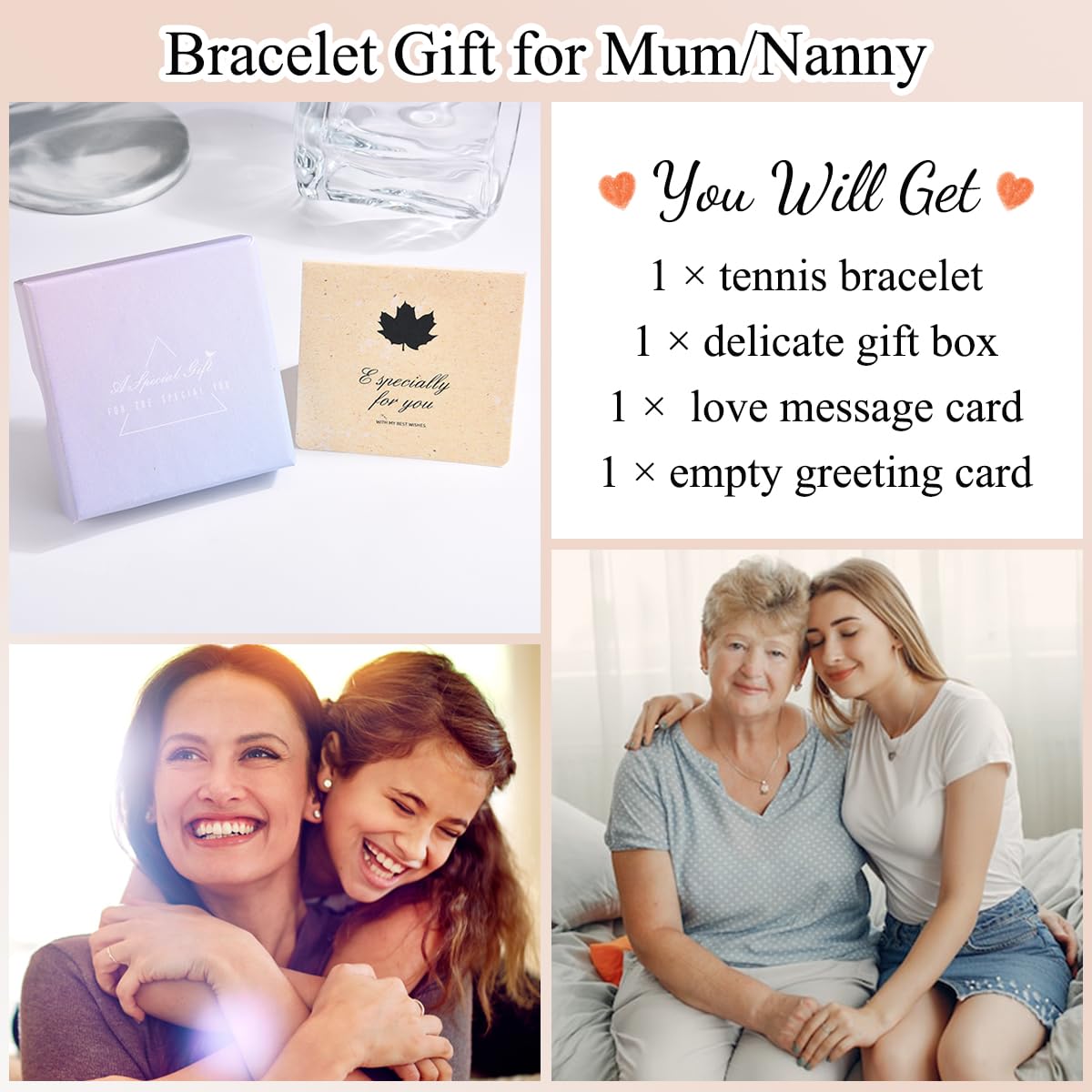 Birthday Gifts for Women Girls, Sparkling Cubic Zirconia Tennis Bracelet Gifts, Christmas Mothers Day Graduation Presents for Her