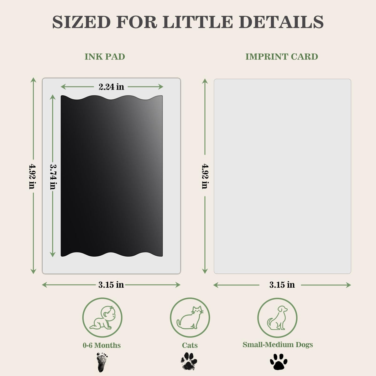 Nabance Baby Hand and Footprint Kit, 3 Inkless Print Pads, 6 Imprint Cards
