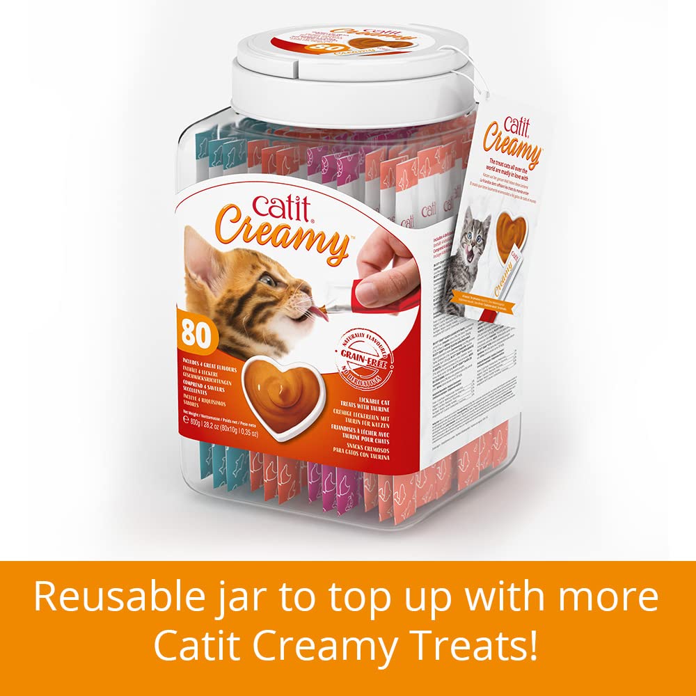 Catit Creamy Salmon & Prawn Lickable Cat Treats for Cats & Kittens 15x10g