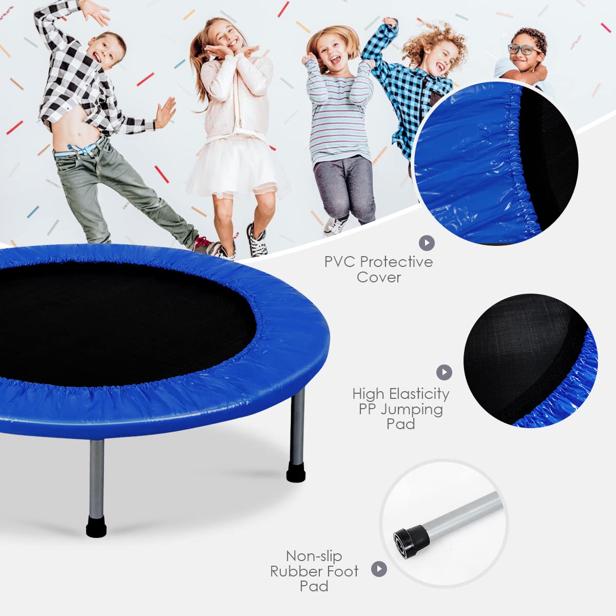COSTWAY 38" Foldable Mini Fitness Trampoline with Carry Bag — Max 150 kg