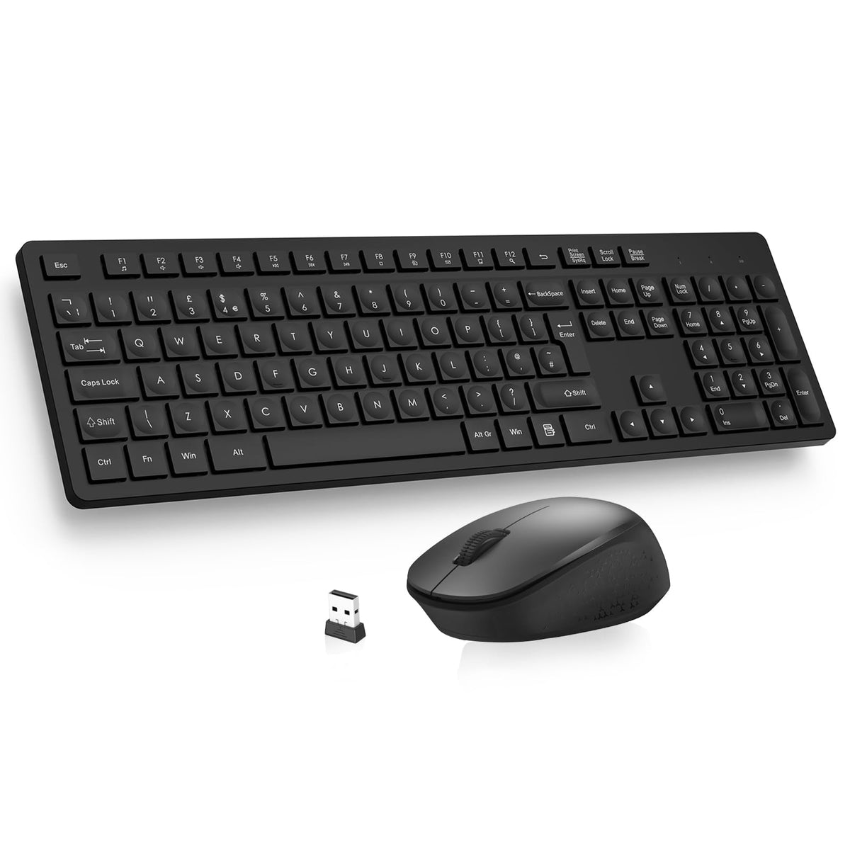 LeadsaiL Wireless Keyboard and Mouse Set, 2.4GHz USB Computer Keyboards and Mouse Combo, Full Size UK QWERTY Layout, Ergonomic Design with 12 Multimedia Shortcuts for HP/Lenovo Laptop and Mac-Purple