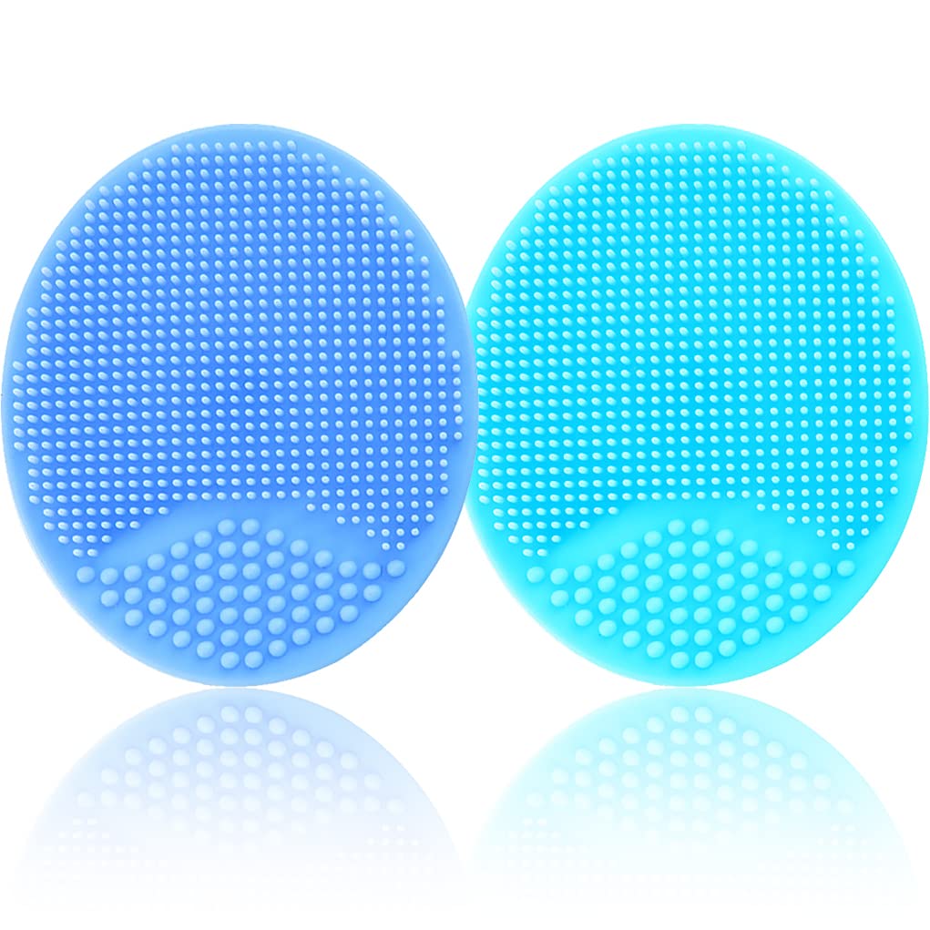 Baby Bath Brush, Baby Cradle Cap Brush, Silicone Massage Brush, Silicone Scrubbers Exfoliator Brush, Baby Skin Scrubbers Essential for Dry Skin, Cradle Cap and Eczema 2 Pack (Blue & Green)