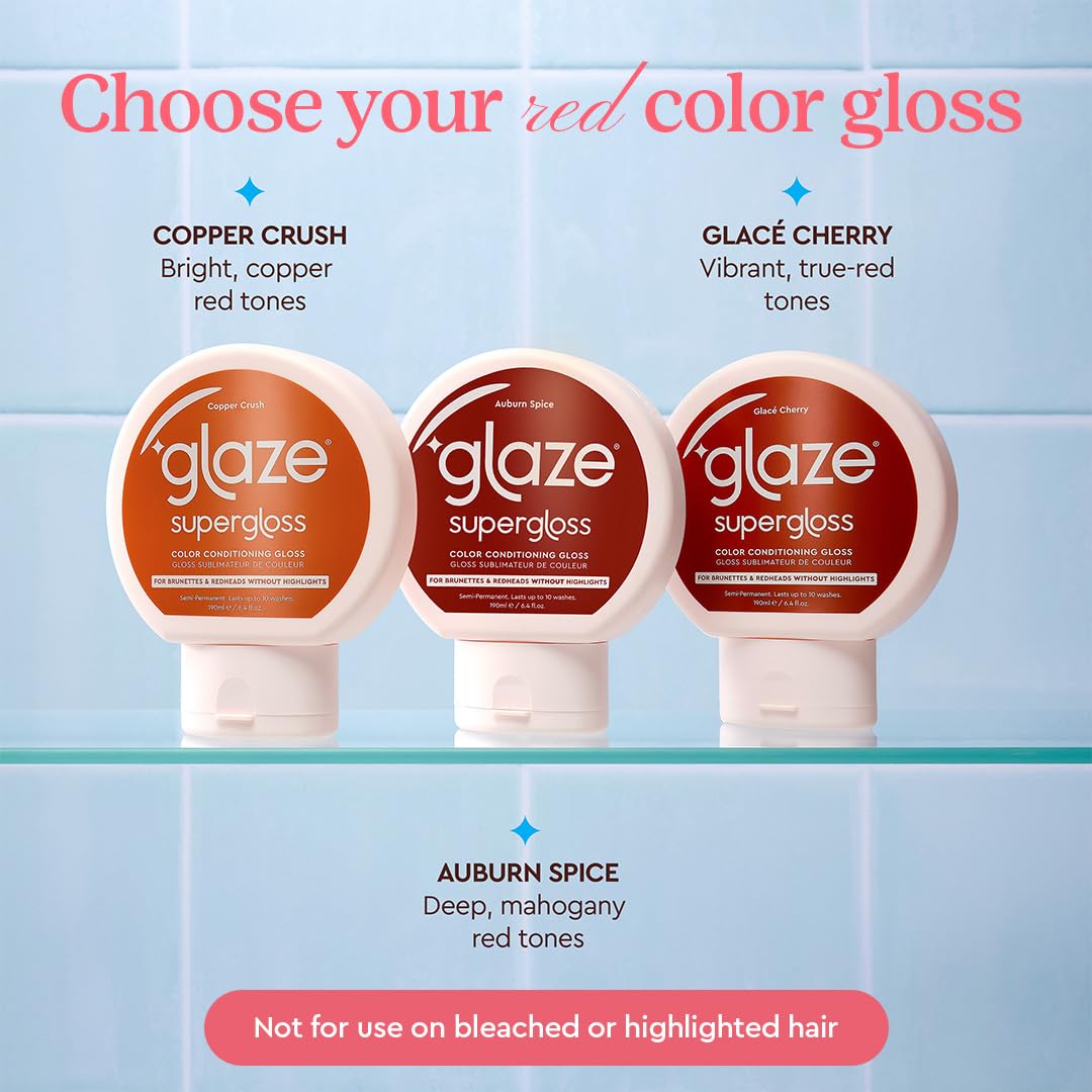 Glaze Supergloss Color Conditioning Gloss – Hydrating Semi-Permanent Colour Hair Gloss & Shine Boost – For Natural, Unbleached Dark Brown Hair – 190ml - Sleek Espresso