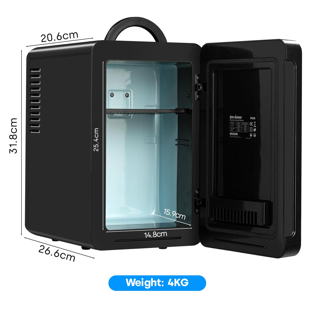 Enventor Mini Fridge, 6 Litre 8 Can Portable Cooler and Warmer, AC+12V DC