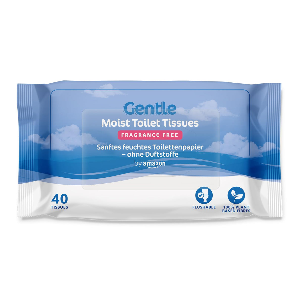by Amazon Gentle Moist Toilet Tissues with Aloe Vera, Flushable, 240 Count (6 Packs of 40 sheets)