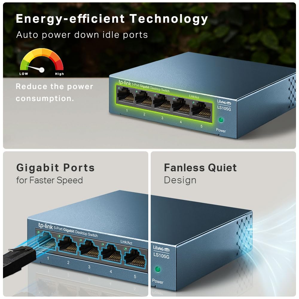 TP-Link EH210 Ethernet Splitter, 1 to 2 Gigabit Network Switch