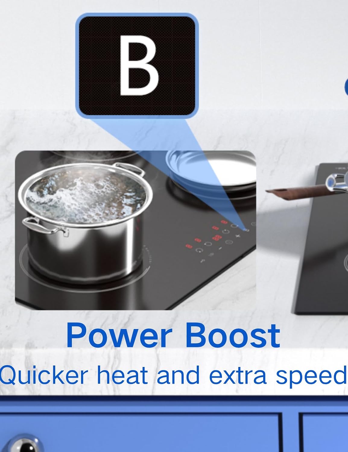 13A Plug in Induction Hob 2800W 4 Zone ILVA Glass Boost Pause ChildLock