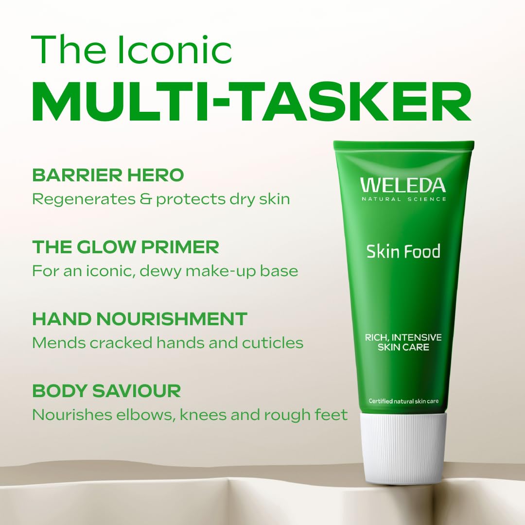 Weleda Skin Food, Dry Skin Moisturiser, Moisturising Cream & Primer, Face & Body, For Men & Women, Multiple Uses, 100% Certified Natural, Organic, 75ml
