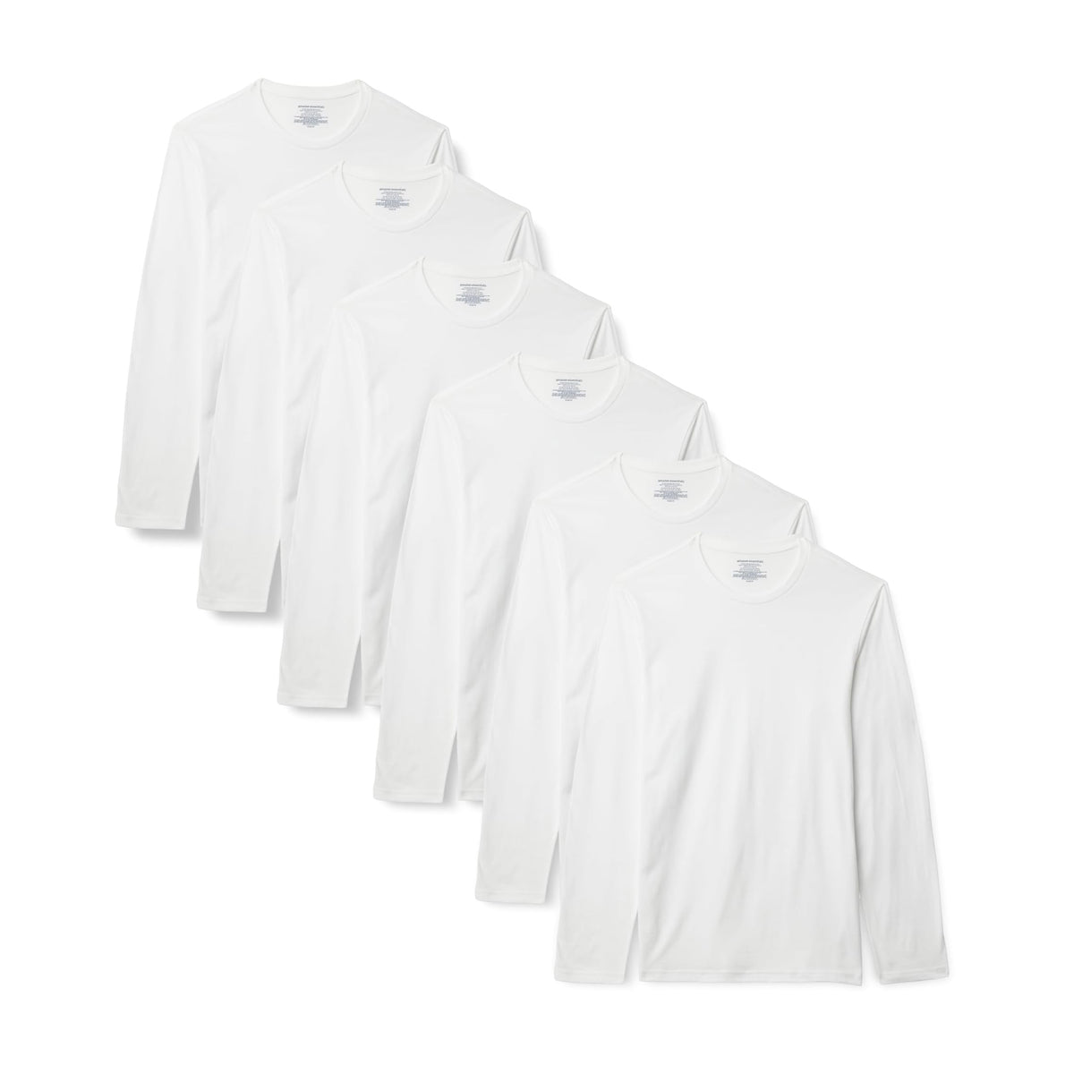 Amazon Essentials Men's Vests - Slim-Fit Cotton Crew Neck, Short and Long Sleeve T Shirt, Pack of 6, Undershirt and Vests for Men