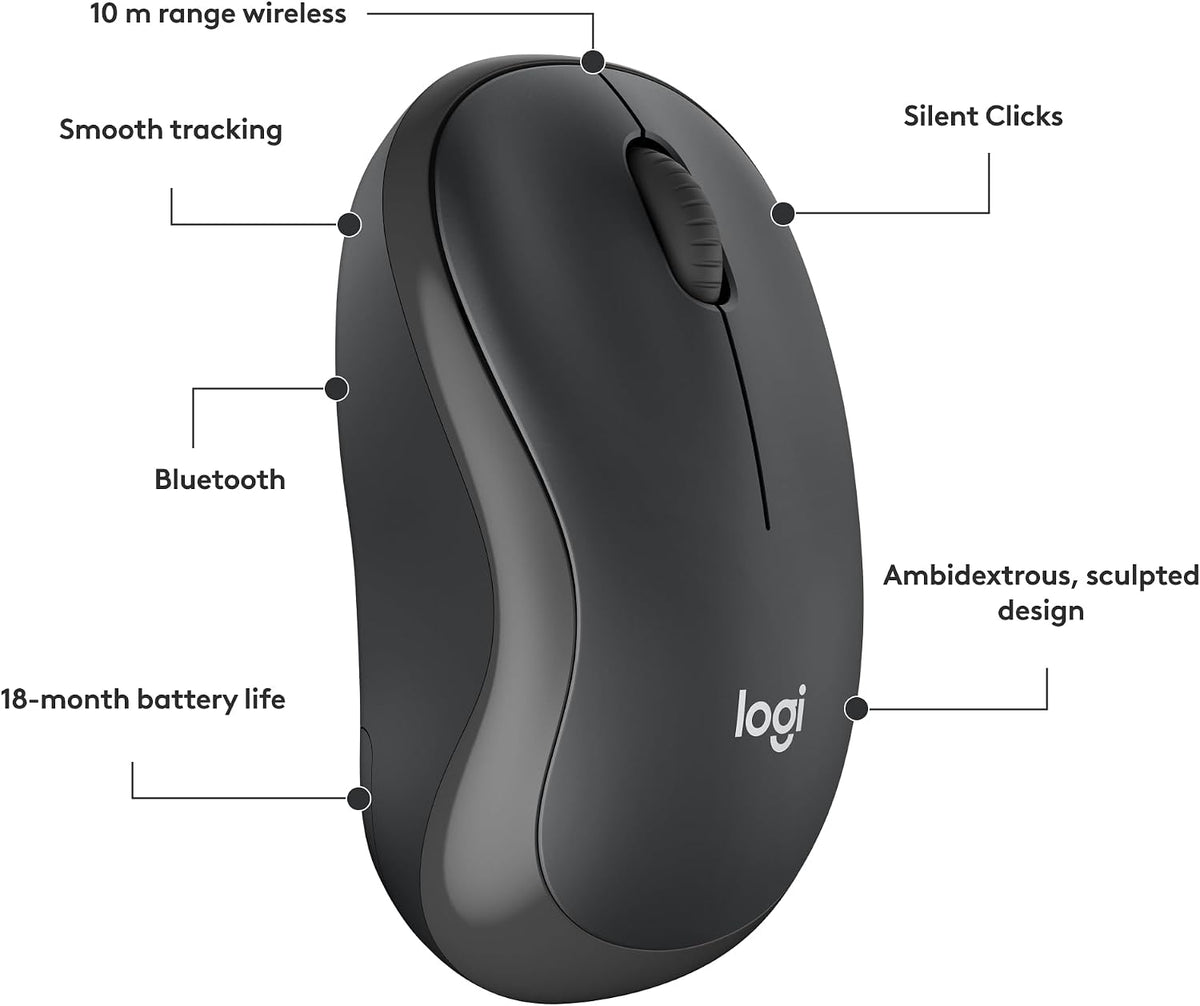 Logitech M240 Silent Bluetooth Mouse, Wireless, Compact