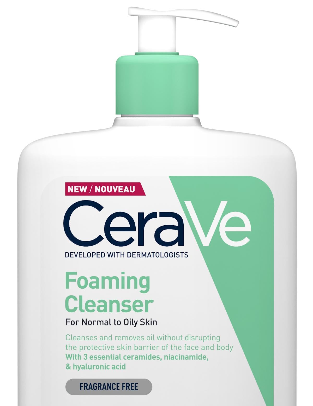 CeraVe Foaming Cleanser for Normal to Oily Skin with Niacinamide & 3 Essential Ceramides, Developed with Dermatologists, Gently Cleanses & Removes Excess Oil, Fragrance-Free
