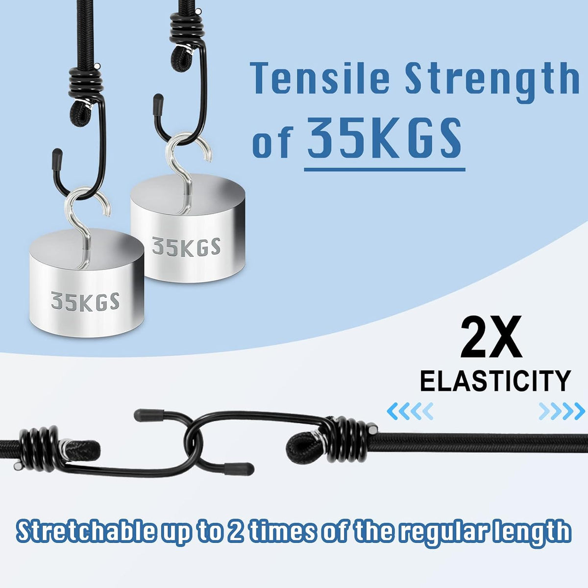 WeFine Pack of 10 Bungee Cords with Hooks Weatherproof & UV-Resistant Bungee Straps Heavy Duty Elastic Bungee Ropes for Caravan Camping RVs Trunks Luggage Racks,Black,16 inch (40CM)