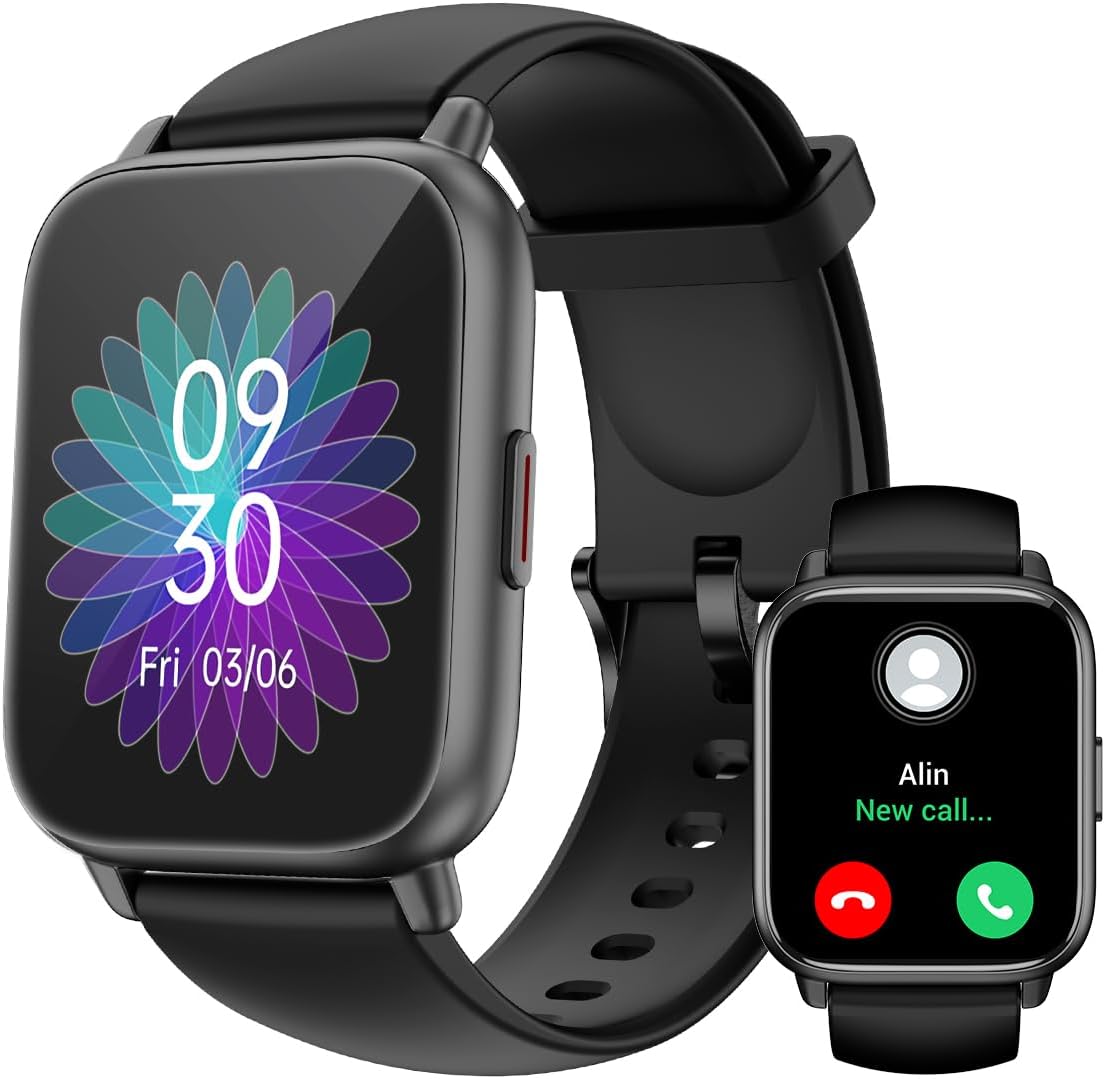 RUIMEN Smart Watch Answer Dial Call,Smart Watches for Women Men 1.85" HD Screen Fitness watch with SpO2 Heart Rate Sleep Monitor Step Counter Waterproof 100+ Sports Mode for Android iOS (2 Bands)