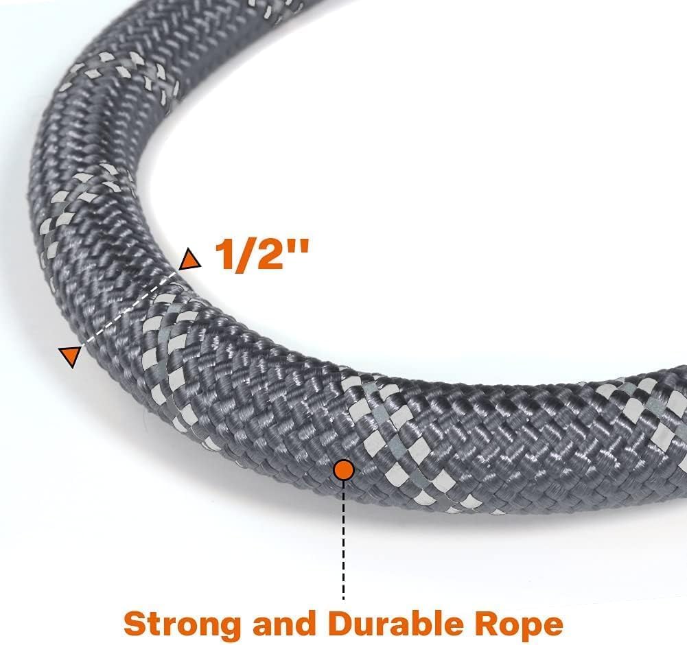 Taglory Rope Dog Lead with Soft Padded Handle – Reflective Rock Climbing Rope Lead for Small and Medium Dogs 120 cm 1.0 cm Black