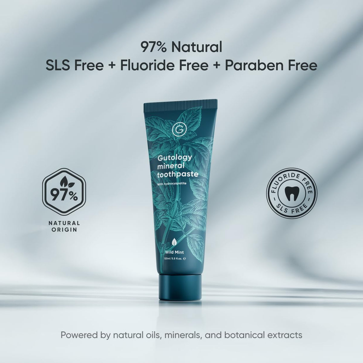 Gutology Mineral Hydroxyapatite Toothpaste, Fluoride Free, 120ml, Wild Mint