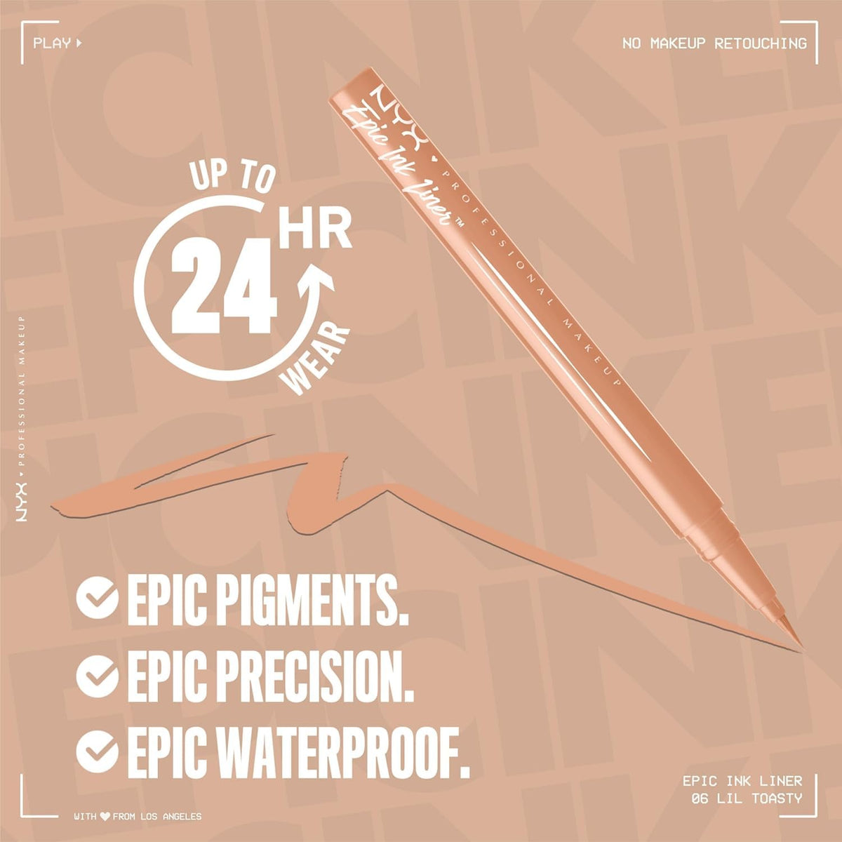 NYX Professional Makeup Eye Liner, Epic Ink Waterproof Liner, Black