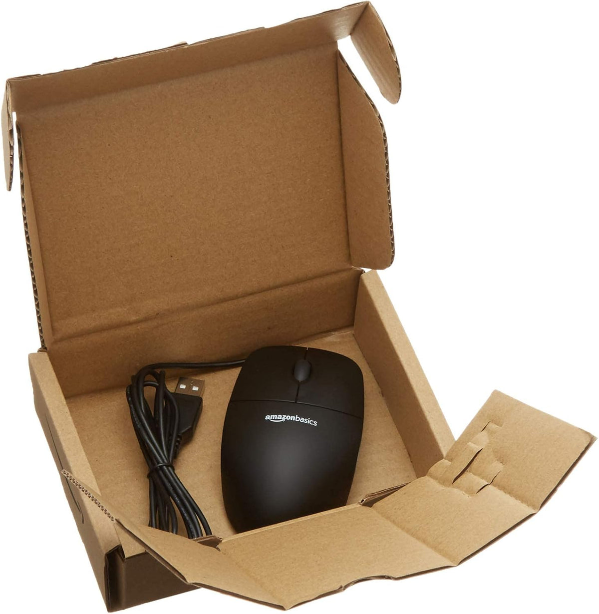 Amazon Basics Responsive and Precise 3-Button Wired USB Computer Mouse with Scrolling and Tracking, Single, Black