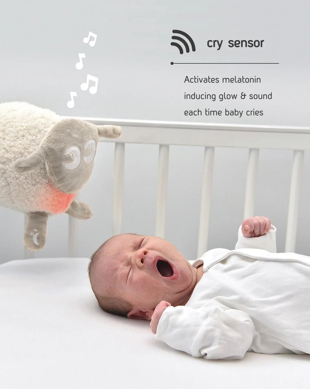 Sweet Dreamers, Rechargeable Ewan Deluxe, Grey | Baby & Infant Sleep Aid Gift | Cry Sensor & Nightlight | 10 Soothing White & Pink Noise Sounds | Continuous or Timer Playback | Machine Washable