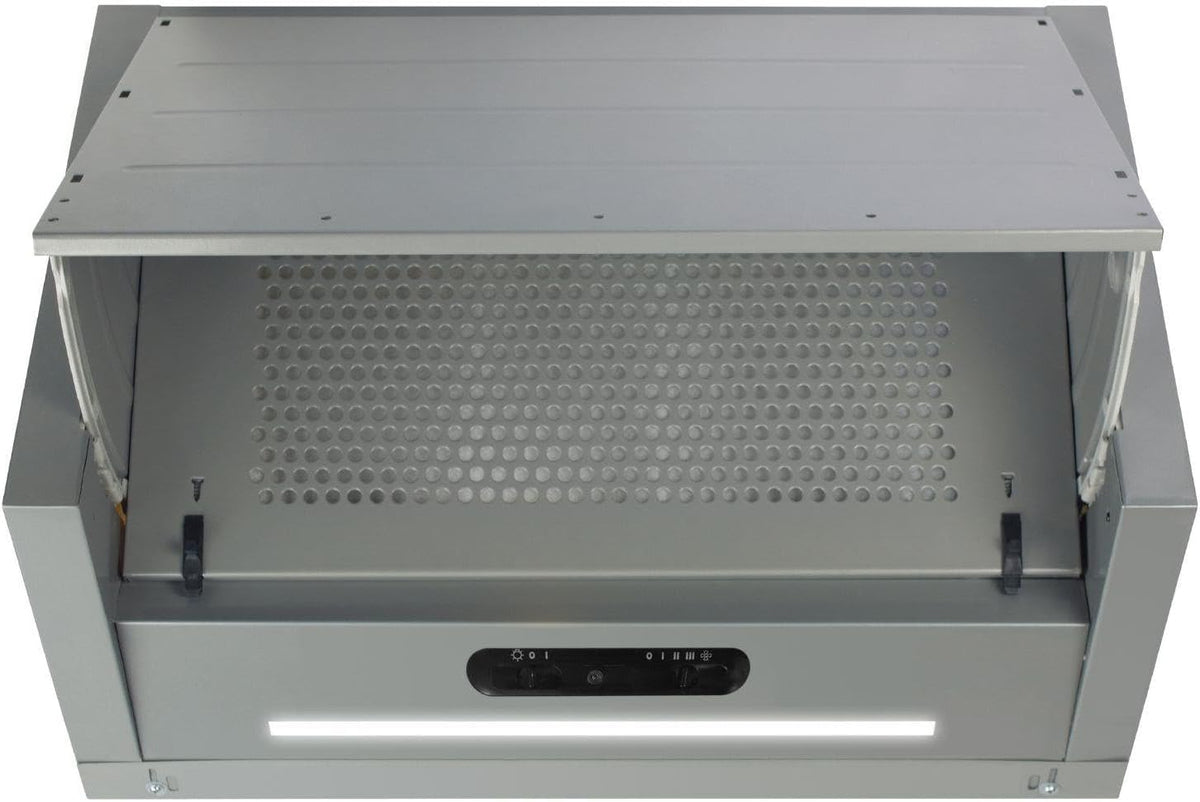 SIA 60cm Integrated Cooker Hood Kitchen Extractor Fan, Silver, INT60SS