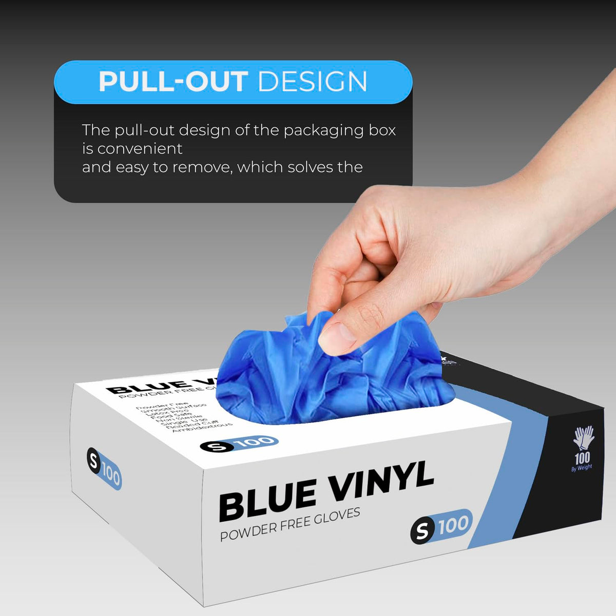 Disposable Gloves, Size S, Pack of 100, Blue Vinyl Gloves, Powder Free, Latex Free, Comfortable Fit, Suitable for Food Handling, Cleaning, Hairdressing & Multi-Purpose Use