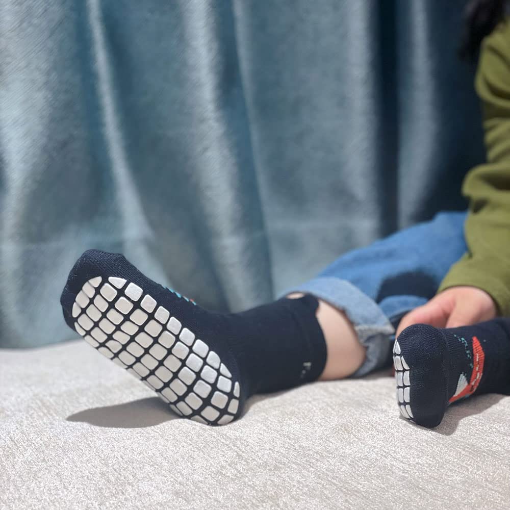 FedMois 5 Pairs Baby Kids Anti-slip Socks Cotton non skid Ankle Socks Animals