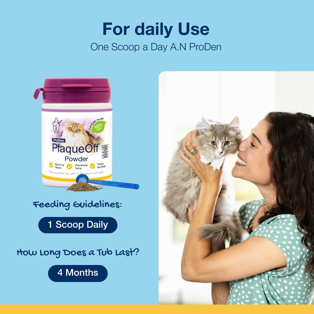 ProDen PlaqueOff 40g Dental Powder for Cats - 100% Natural, 4-Month Supply