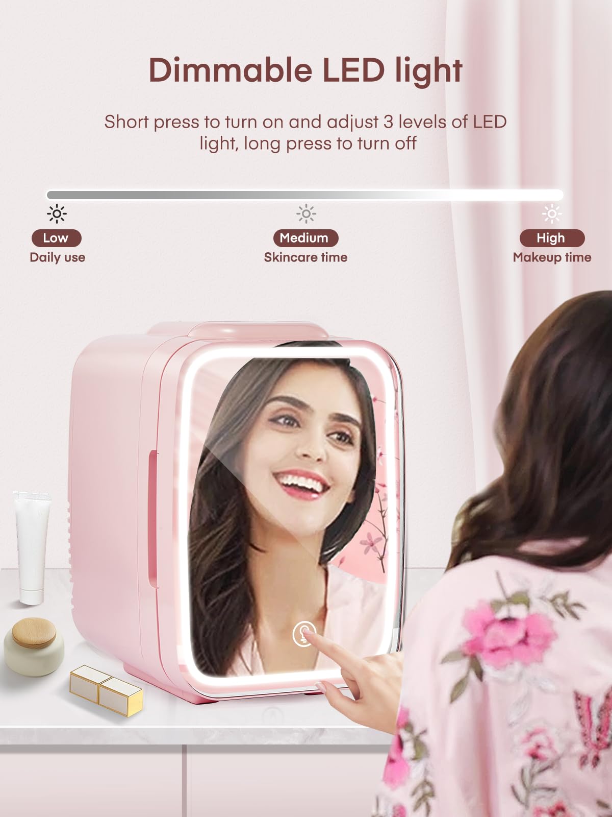 FOHERE Mini Fridge for Bedrooms, 5L/6 Can Portable Skincare Fridge