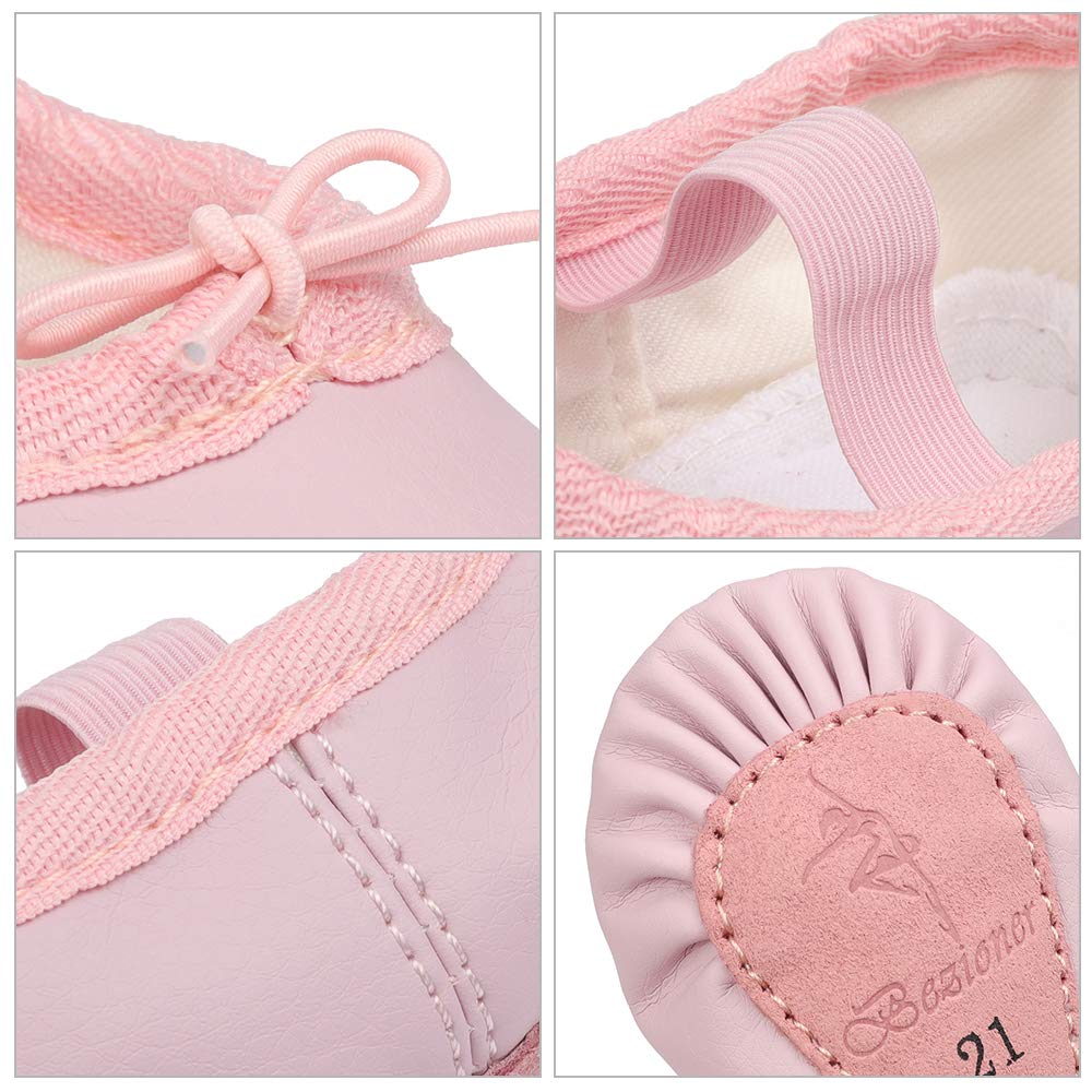 Bezioner Ballet Shoes Leather Ballet Flats Full Sole Dance Slippers for Girls Toddlers Women