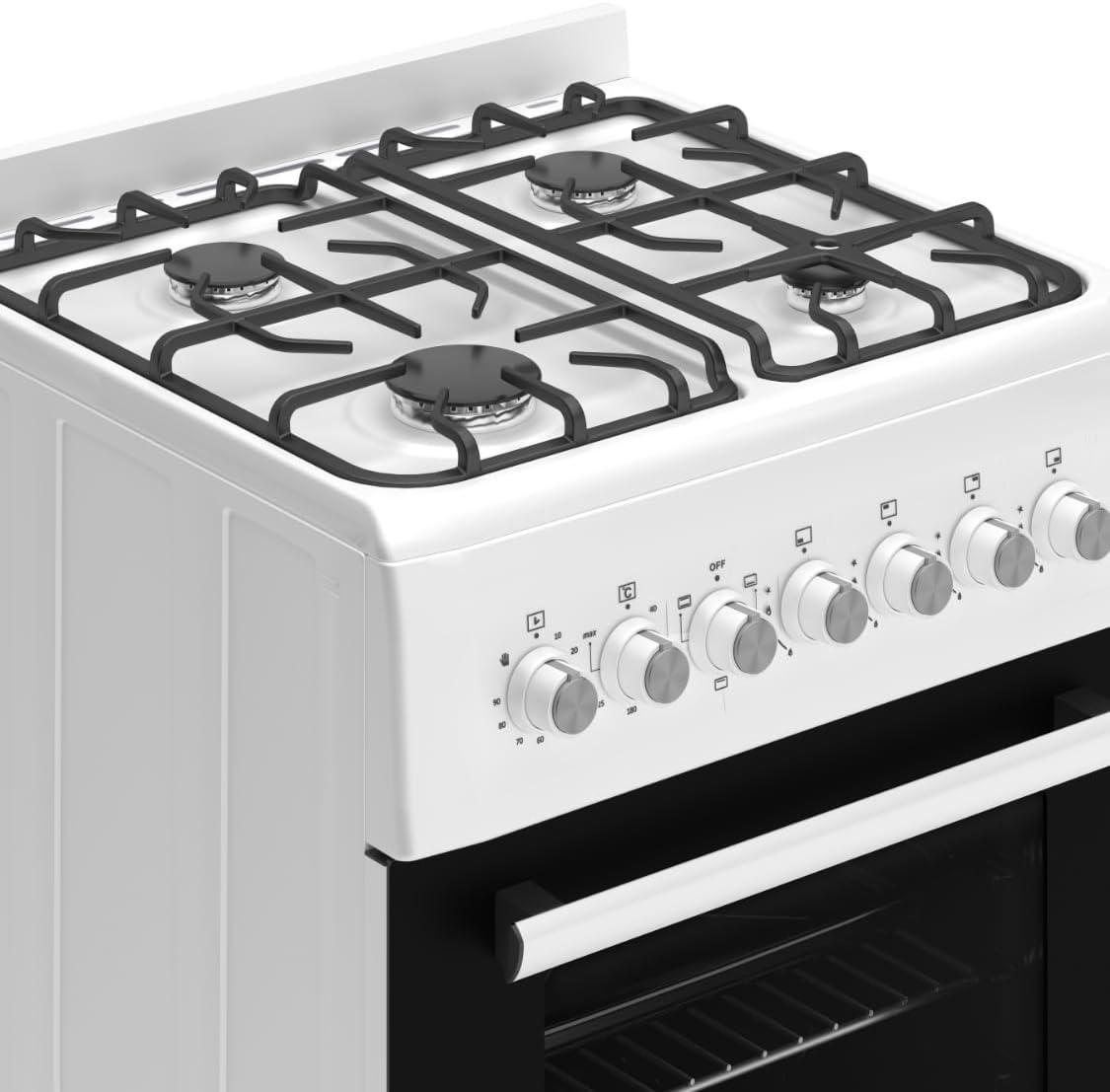 HYE Gas Cooker - 4 Gas Burners, 62L Electric Oven