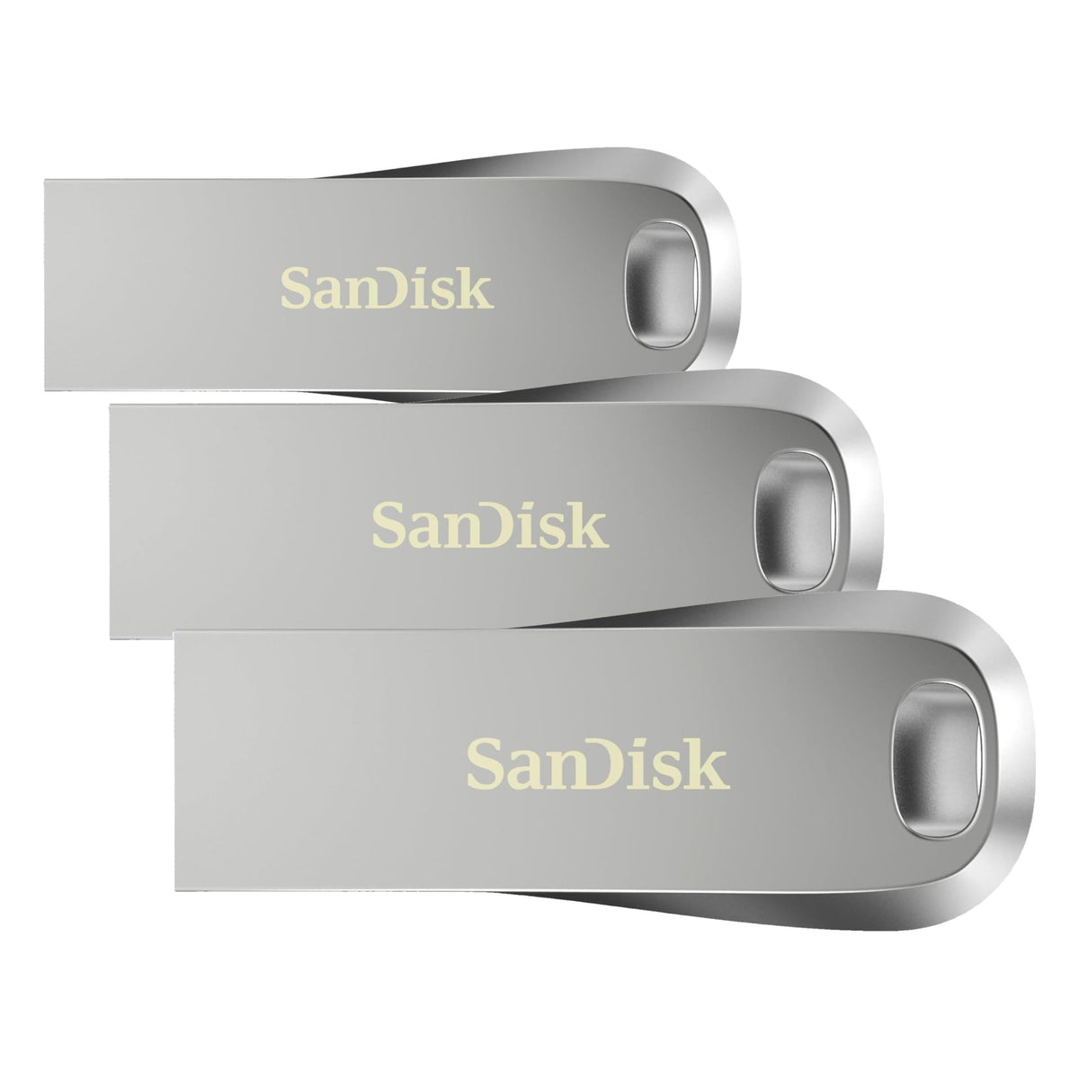 SanDisk Ultra Luxe 128 GB USB Flash Drive USB 3.1 up to 150 MB/s, Silver (Pack of 5)