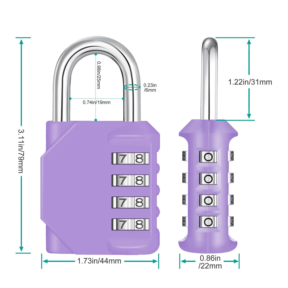 ZHEGE Combination Padlock, 4 Digit Coded Padlock (Sky Blue)