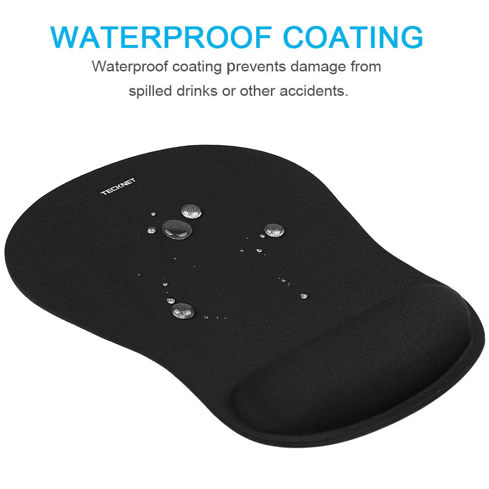 TECKNET 3 Packs Mouse Mat Wrist Support, Mouse Pad with Memory Foam Rest