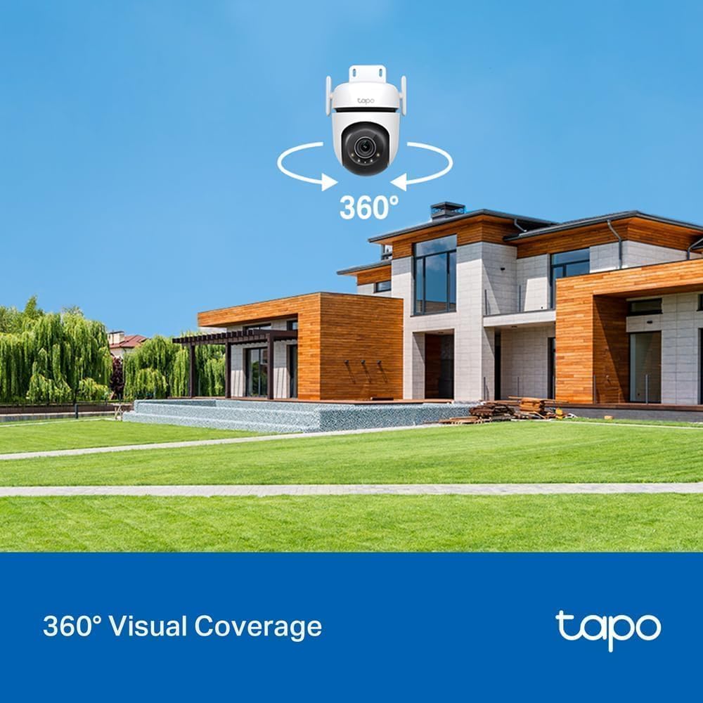 Tapo TC40 Pan/Tilt Smart Security Outdoor Camera, Full HD, 360° Person Detection Motion Tracking, Color Night Vision, WiFi Camera No Monthly Fee, Two-Way Talk, IP65, Works with Alexa and Google