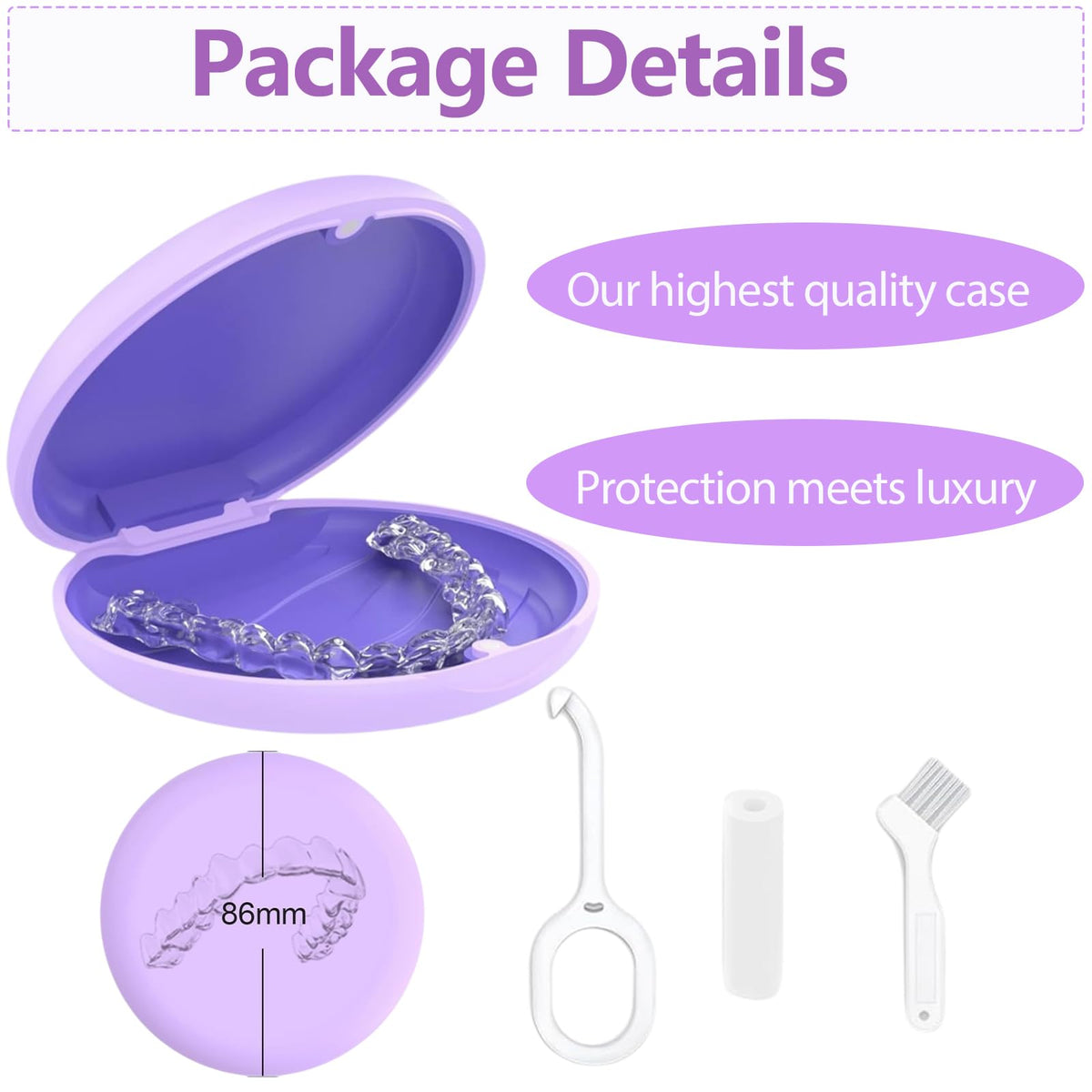 Retainer Case, Slim Aligner Cases for Invisalign, Mouthguard Case with Removal Tools& Aligners Chewies& Brush, Removable Inner Tray Silicone for Easy Cleaning (Pink)