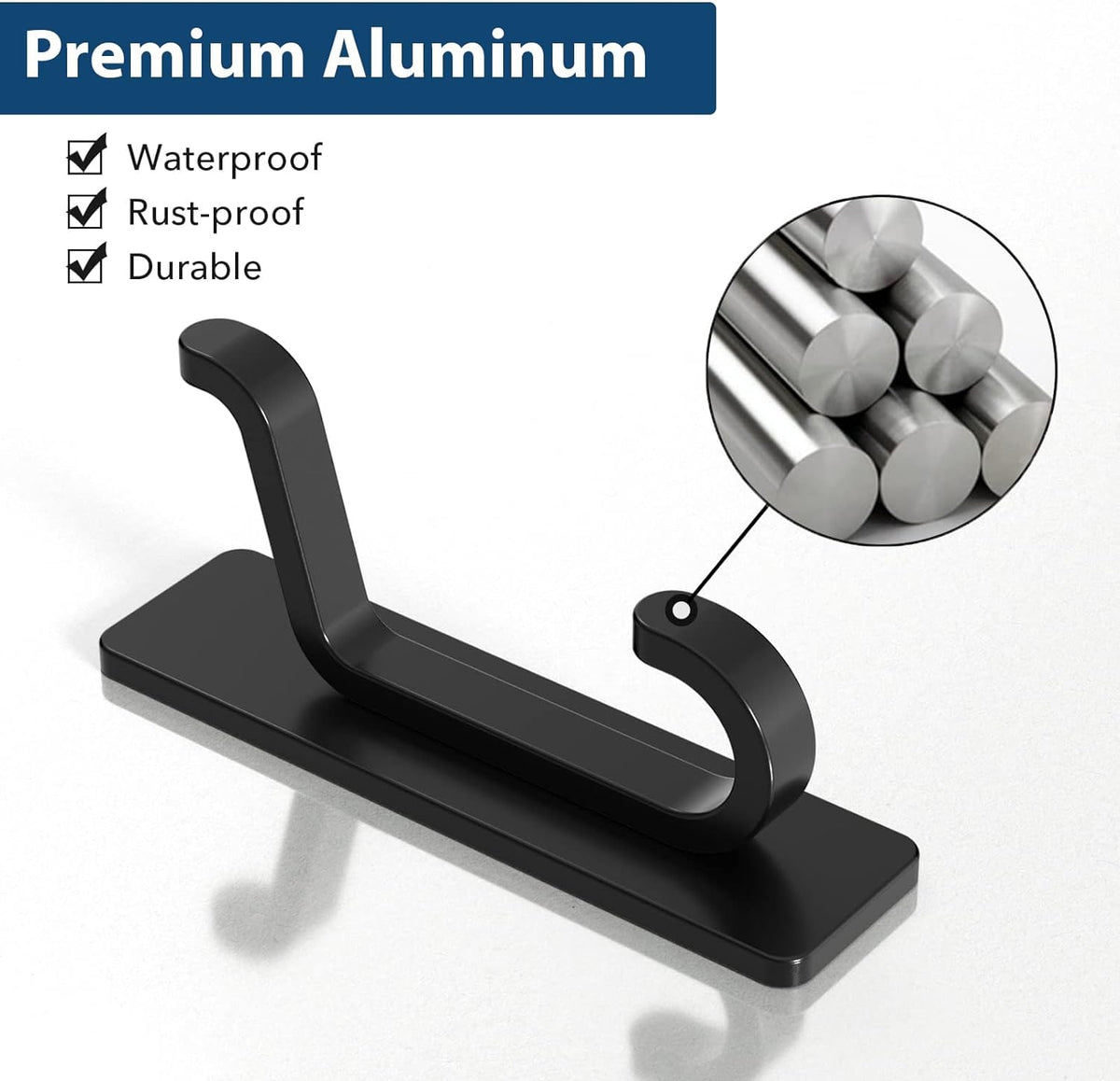 pickpiff Self Adhesive Hook, 6KG Extra Sticky and Strong, Black 4 Pack