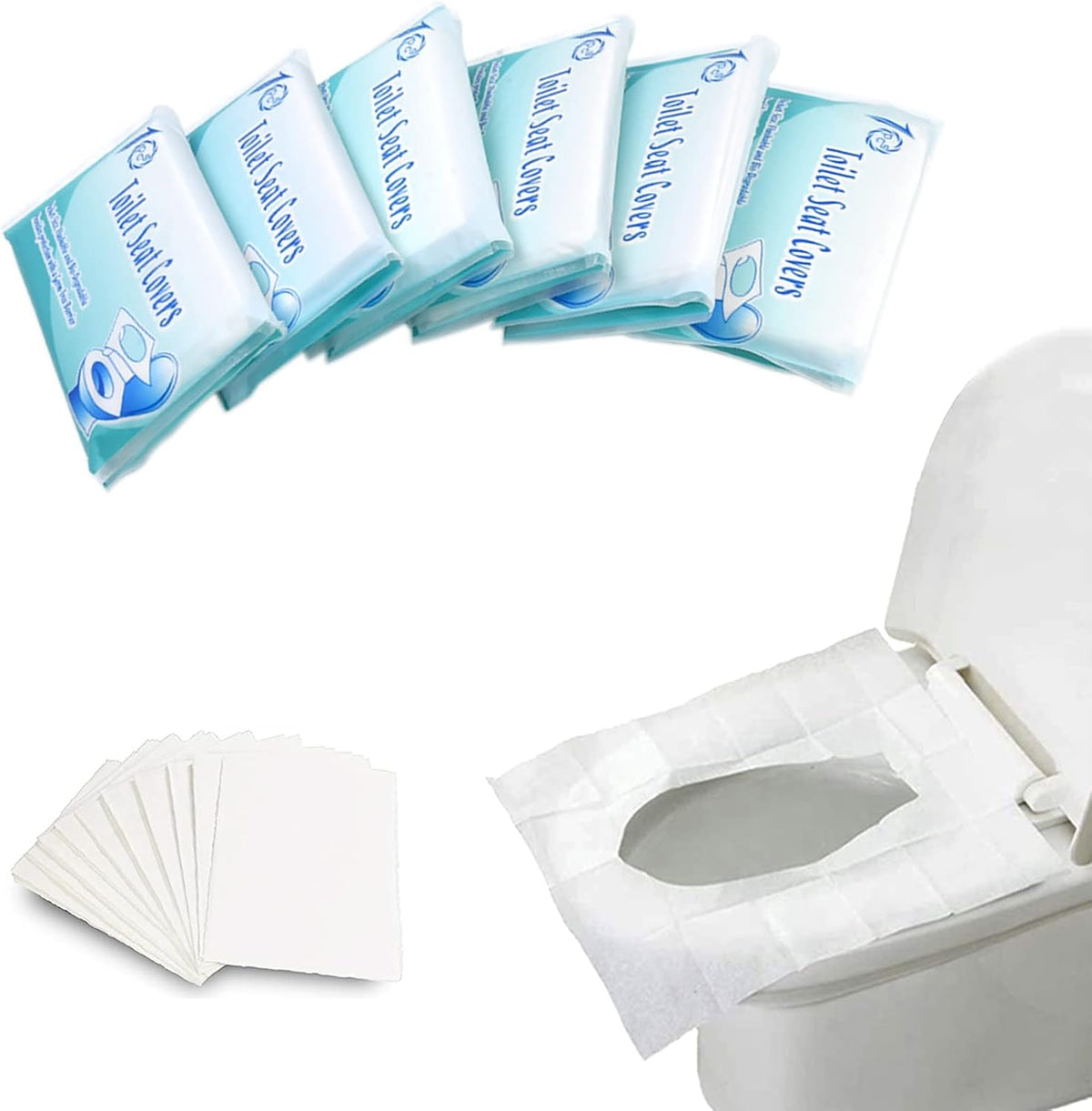 60PCS Disposable Toilet Seat Covers, Flushable Toilet Seat Covers for Kids Adults Pregnant Women, Disposable Toilet Seat Cover for Travel, Use in Public Toilets