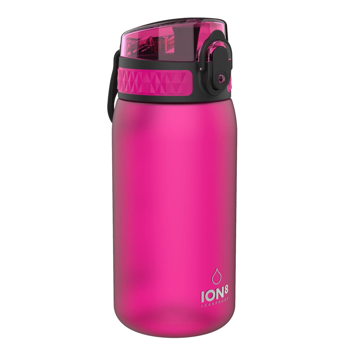 ION8 Kids Water Bottle, 350 ml/12 oz, Leak Proof, Easy to Open, Secure Lock, Dishwasher Safe, Carry Handle, Hygienic Flip Cover, Easy Clean, Odour Free, Rose Pink