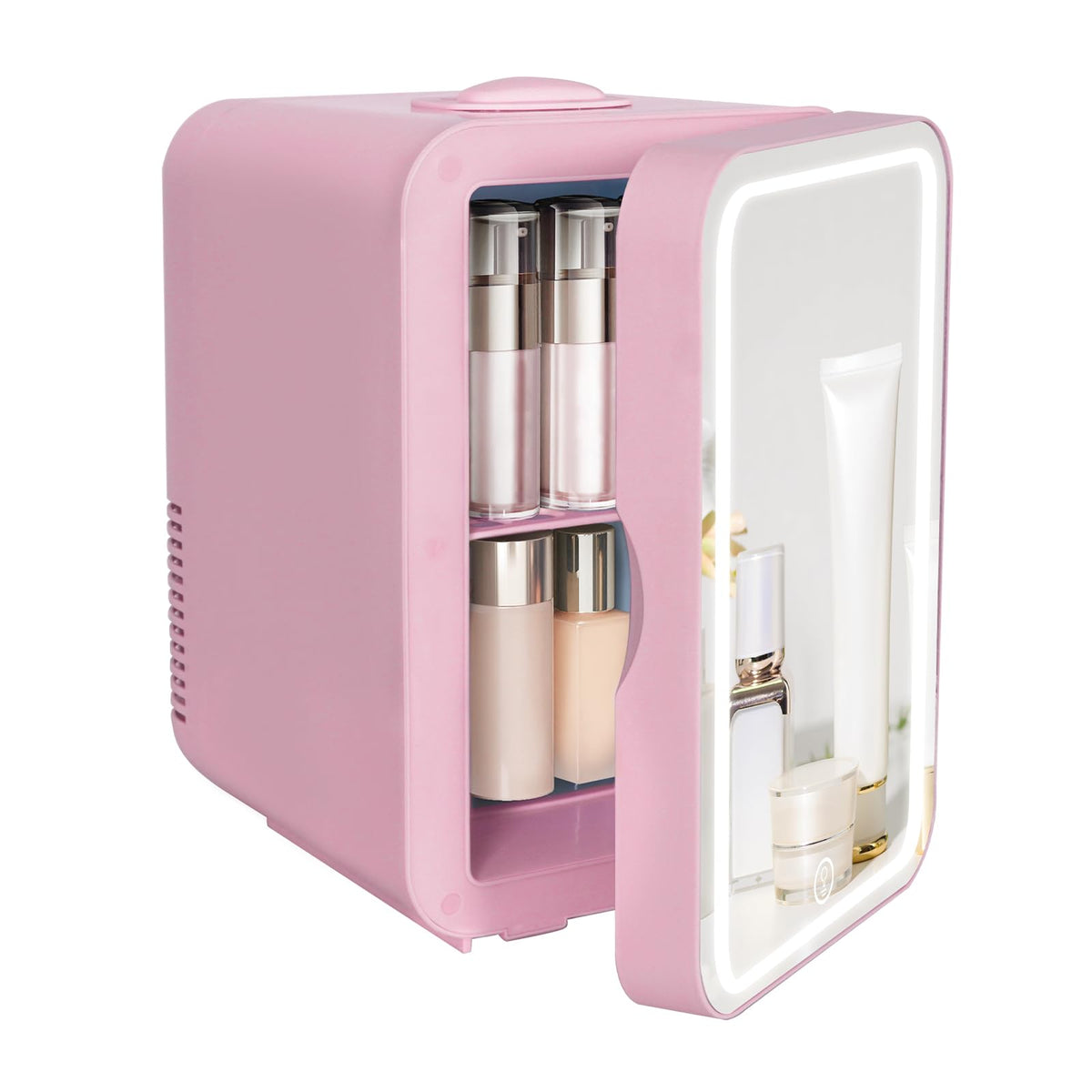 4 Liter Mini Fridge with Dimmable LED Mirror, AC/DC Skincare Fridge