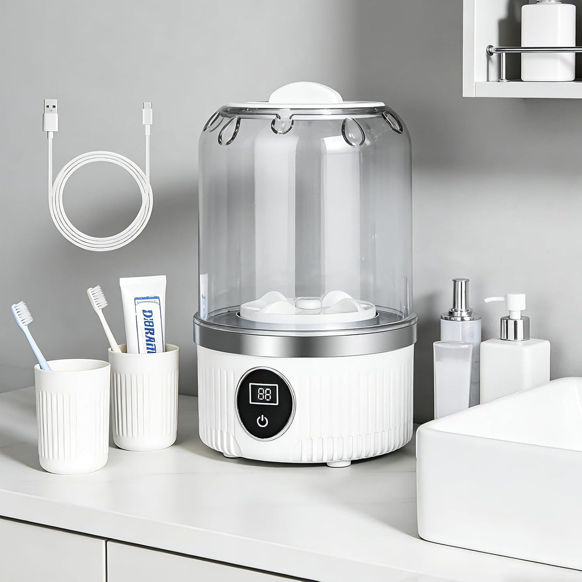 Portable Washing Machine, With a USB mini Washing Machine, 600 g Tragbare Underwear Washing Machines, Suitable for travel camping dormitories (white)