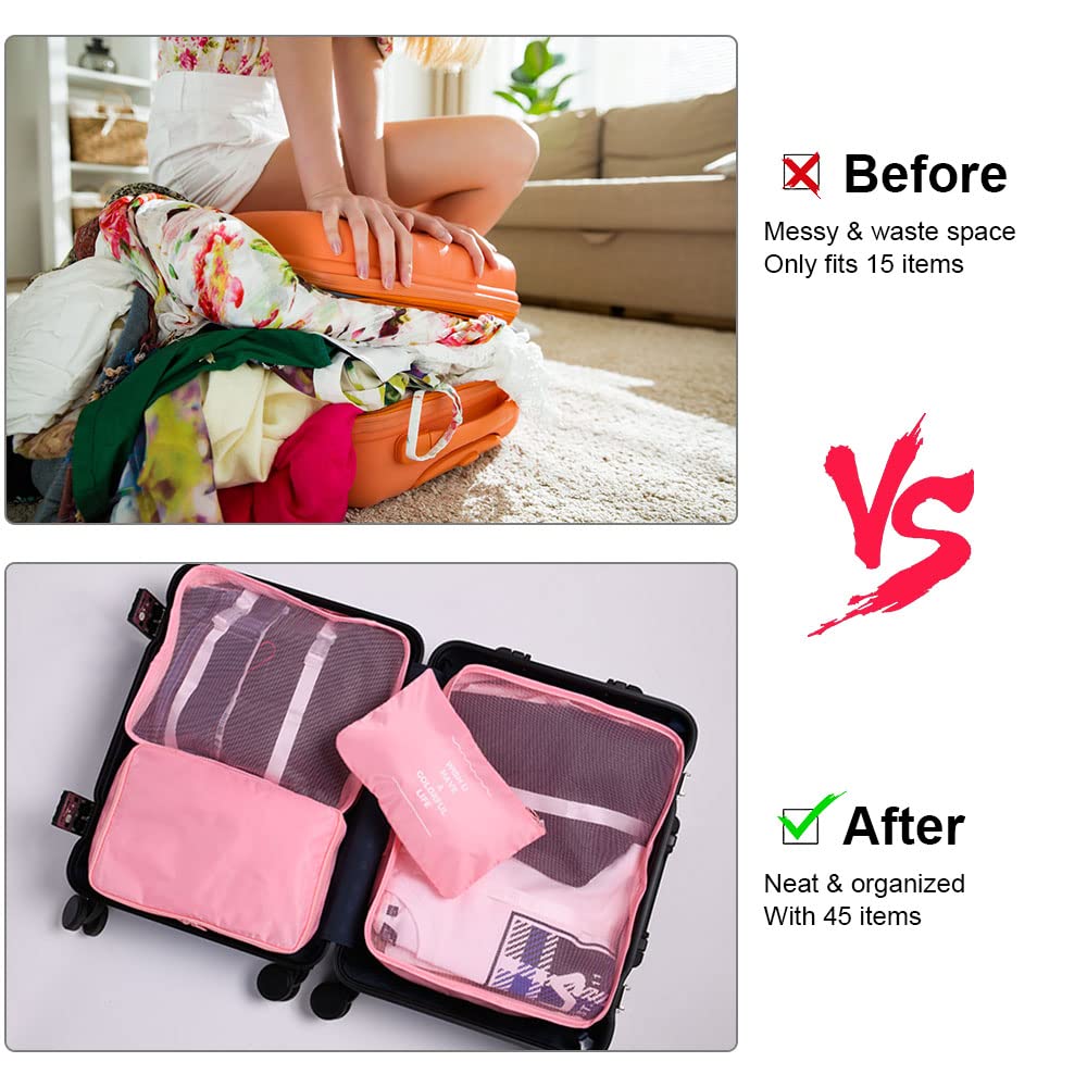 OSDUE Packing Cubes for Suitcase, 8PCS Thickening Travel Organiser Packing Bags Lightweight Travel Accessories Organizers Essentials Clothes Shoes Cosmetics Toiletries Storage Bags
