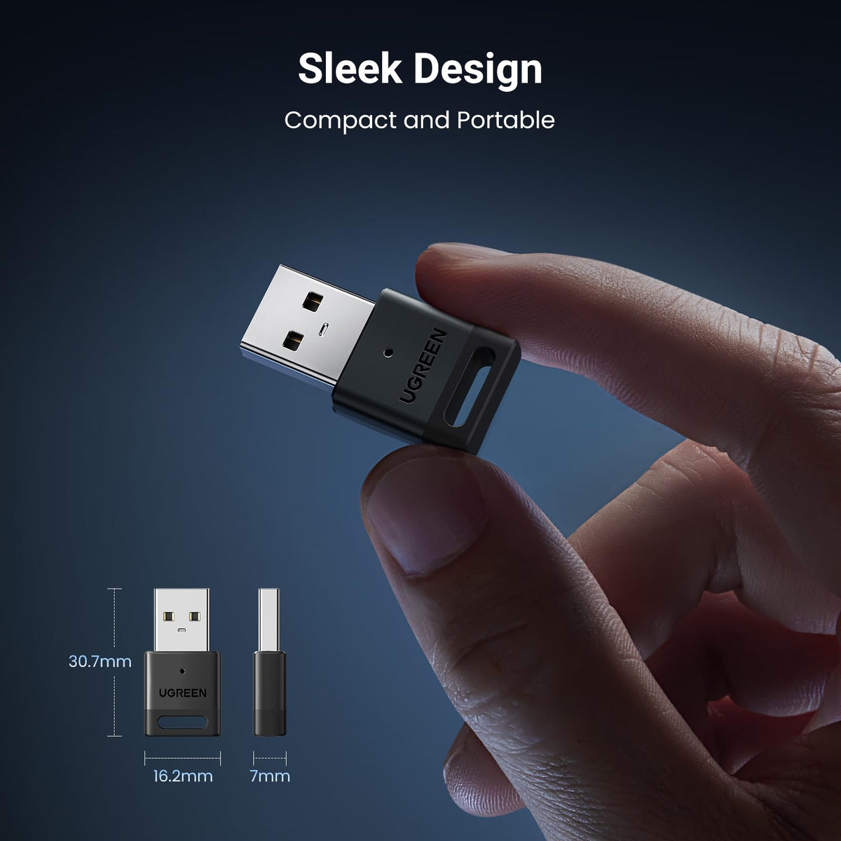 UGREEN Bluetooth 6.0 Adapter, USB Bluetooth Dongle for PC, Plug & Play