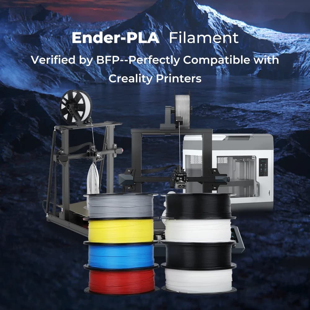 Creality Ender PLA 3D Printer Filament 1.75mm, 4 Packs 1KG Spool(2.2lbs), Dimensional Accuracy +/-0.03mm, No Clogging & Bubbles, Fits for Most FDM 3D Printers (White*4KG)