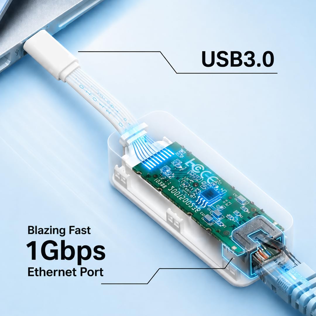 TP-Link UE306 WiFi Adapter, USB 3.0 to Gigabit Ethernet Network Adapter, USB to RJ45 Lan Wired Adapter for PC/Laptop/Ultrabook, Plug and Play in Nintendo Switch, Supports Windows 10/8.1, Linux OS