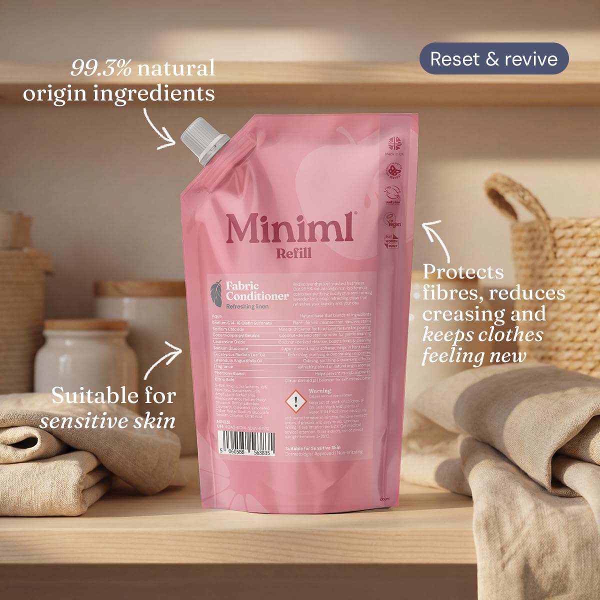 Miniml Eco Fabric Softener & Conditioner 5L Refill – Fresh Linen